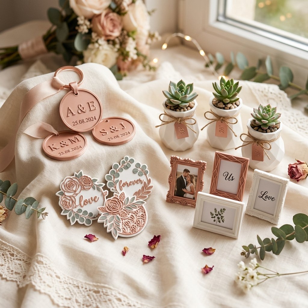 Lembrancinhas personalizadas para casamento produzidas pela Cubiko 3D