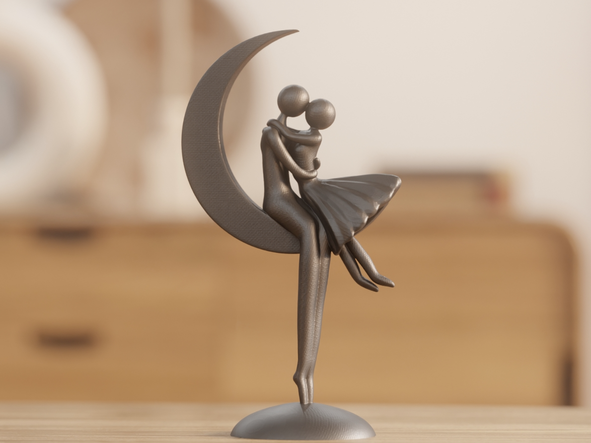 Escultura Romântica "Casal na Lua"